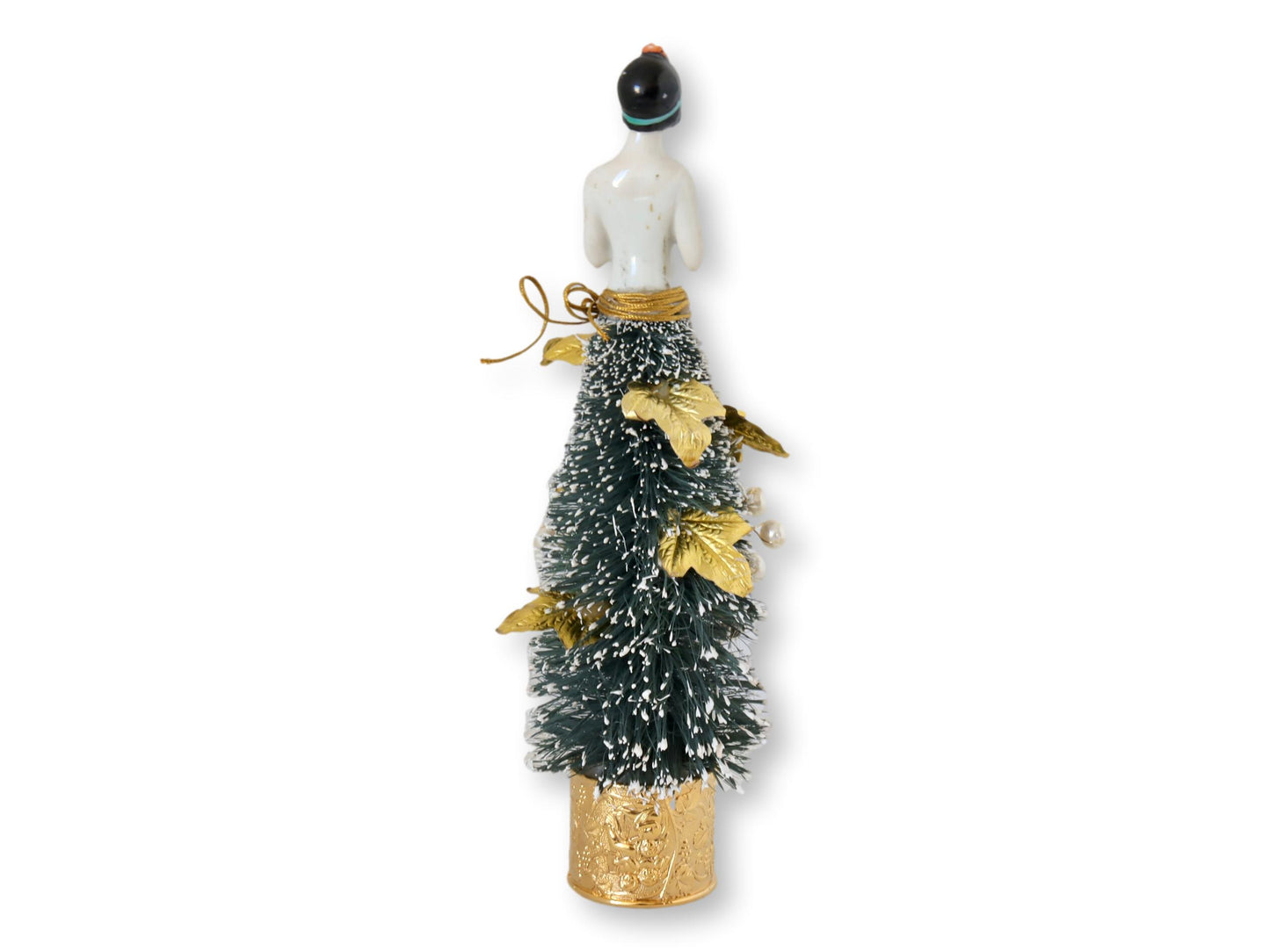 1920s German Porcelain Lady Bottle Brush Tree