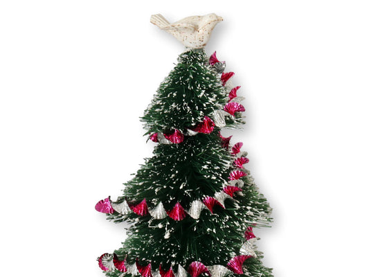 Bottle Brush Tree w/ Antique Barbour Silver-Plate Urn