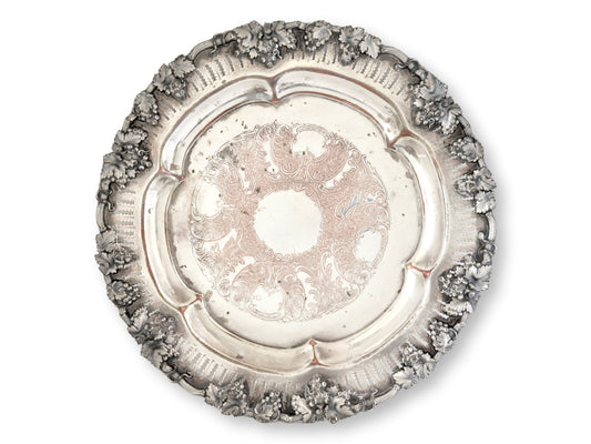 Vintage Sheffield Silver-Plate Round Tray.