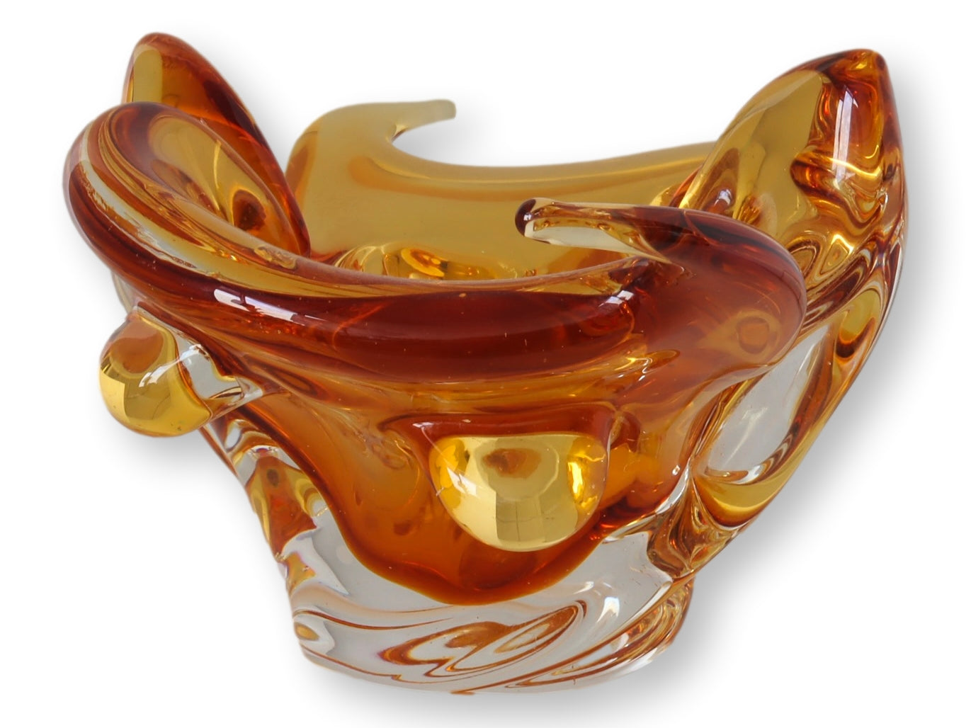 Amber Murano Glass Free Form Bowl