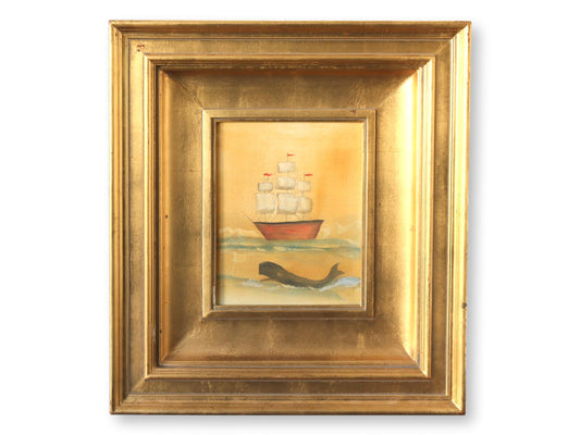 Folk Art Ship w/ Whale Watercolor