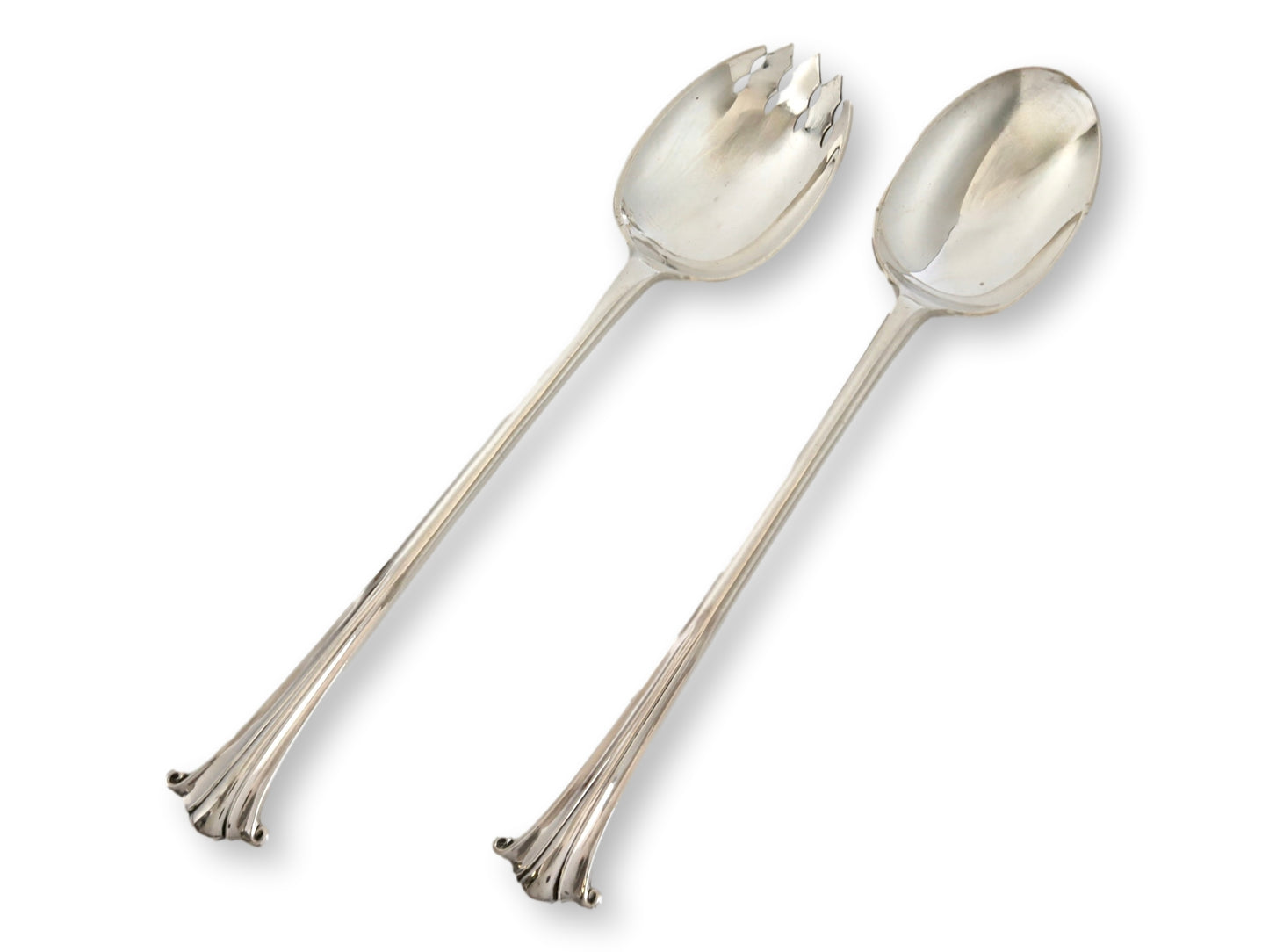 Antique Walker & Hall English Sterling Silver Salad Servers, D. 1921