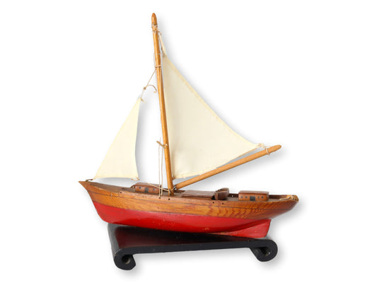 Vintage English Miniature Pond Sailboat Boat & Stand