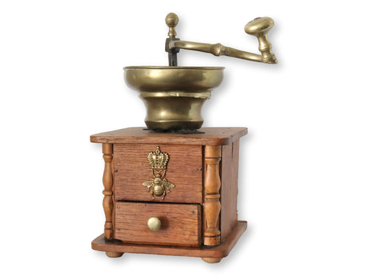 Antique French Coffee Grinder w/ Queen Bee Appliqué