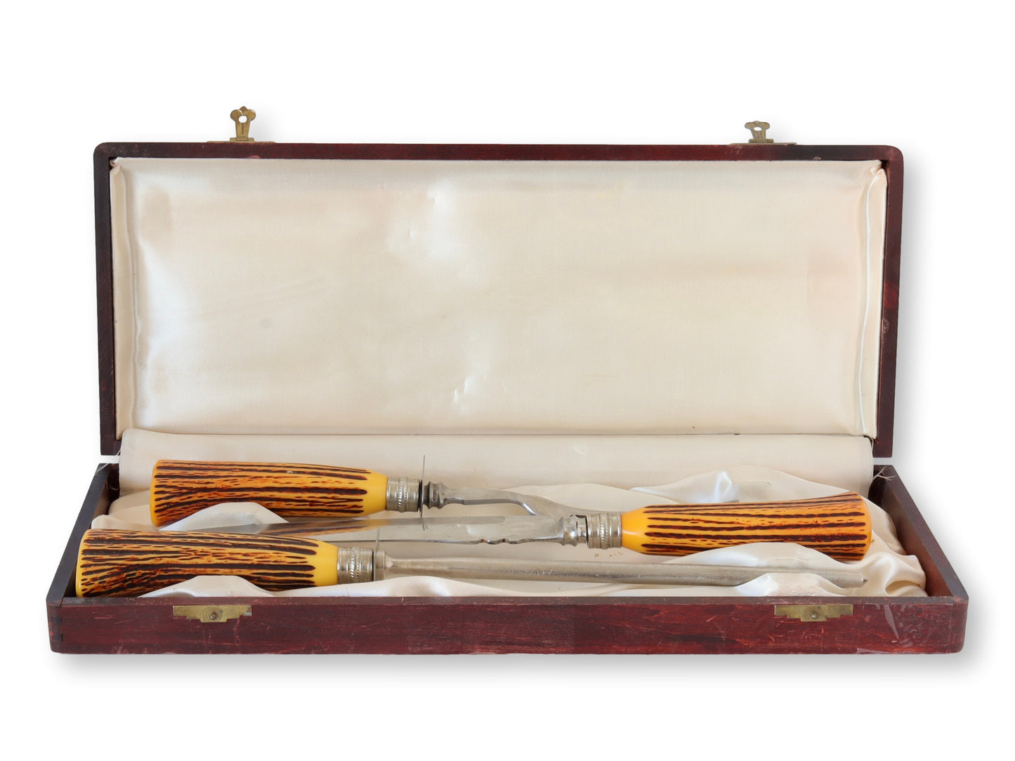 Midcentury English Bakelite Horn Handled Carving Set