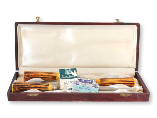 Midcentury English Bakelite Horn Handled Carving Set