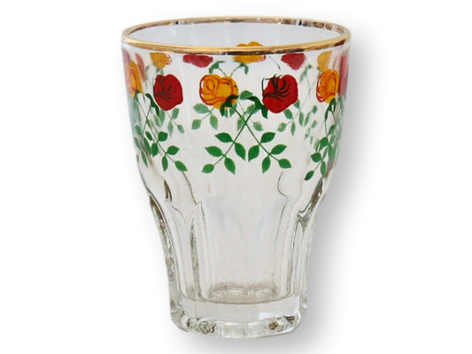 Vintage Floral Juice Glass Set with Caddy