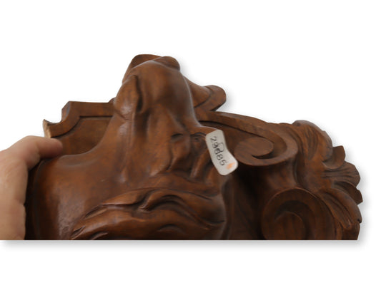 Antique French Carved Dog's Head Wall Plaque