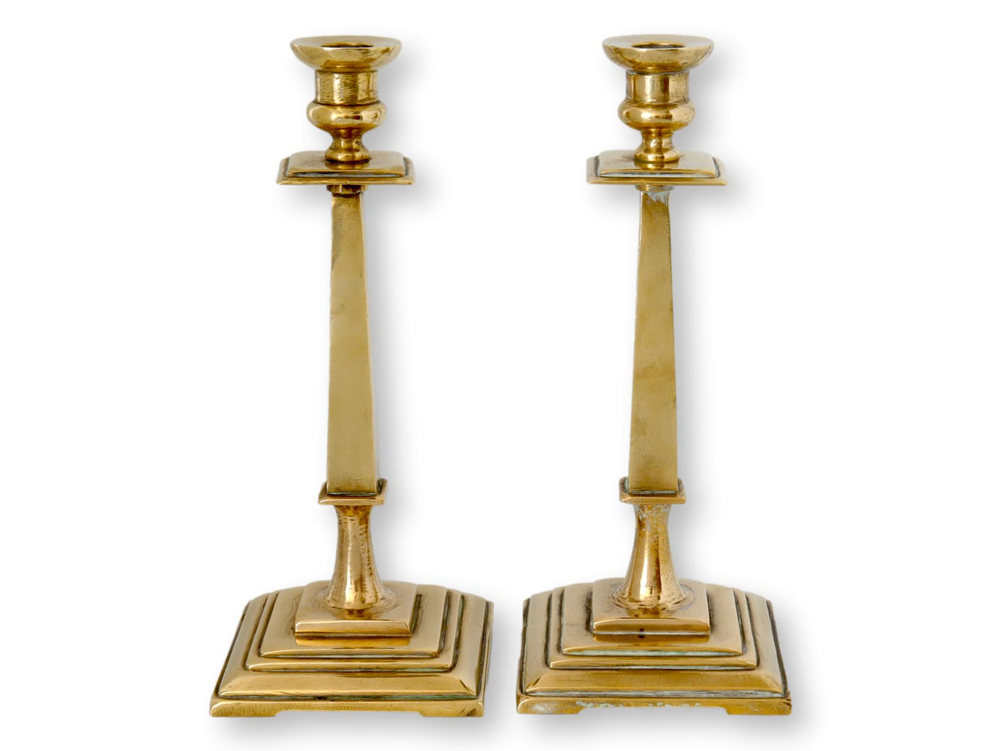 18th-C. English Georgian Brass Candlesticks