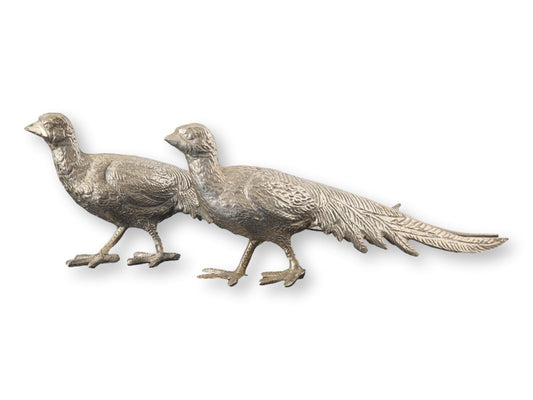 French Silver-Plated Pheasant Table Ornaments