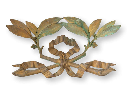 Antique French Brass Bow & Laurel Wreath