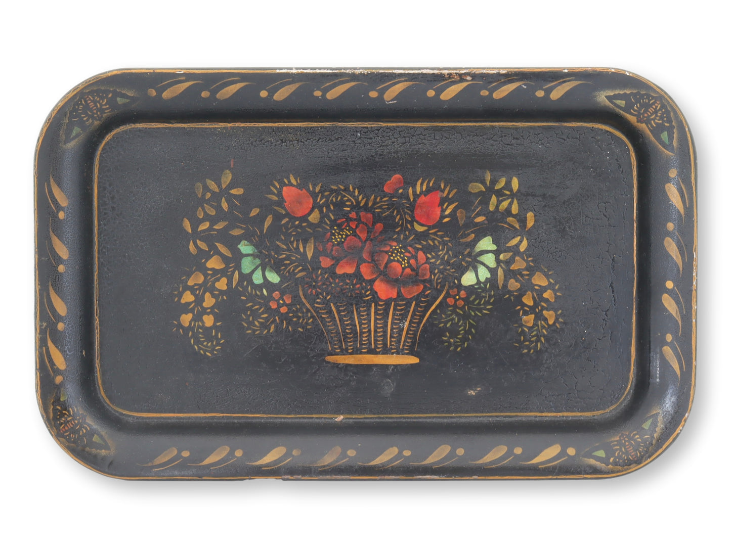 Antique Painted & Gilt Tole Tin Tray