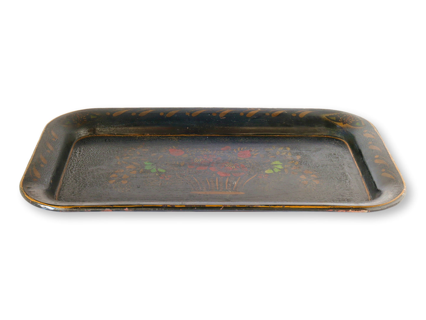 Antique Painted & Gilt Tole Tin Tray