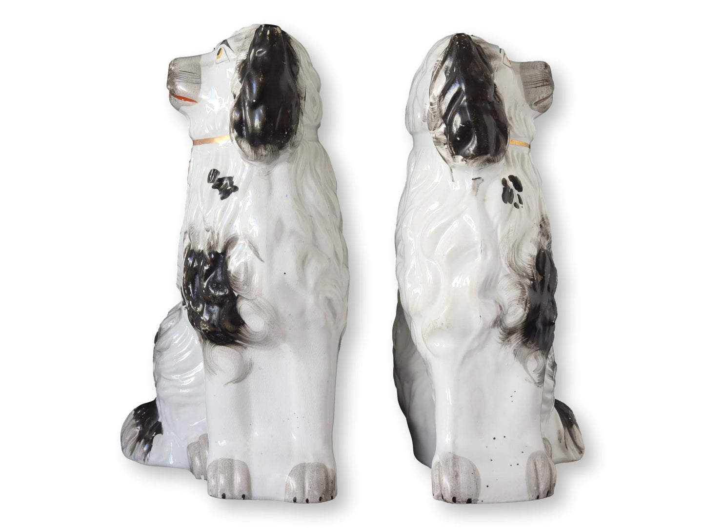 Antique English Staffordshire King Charles Dogs, a Pair