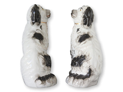 Antique English Staffordshire King Charles Dogs, a Pair