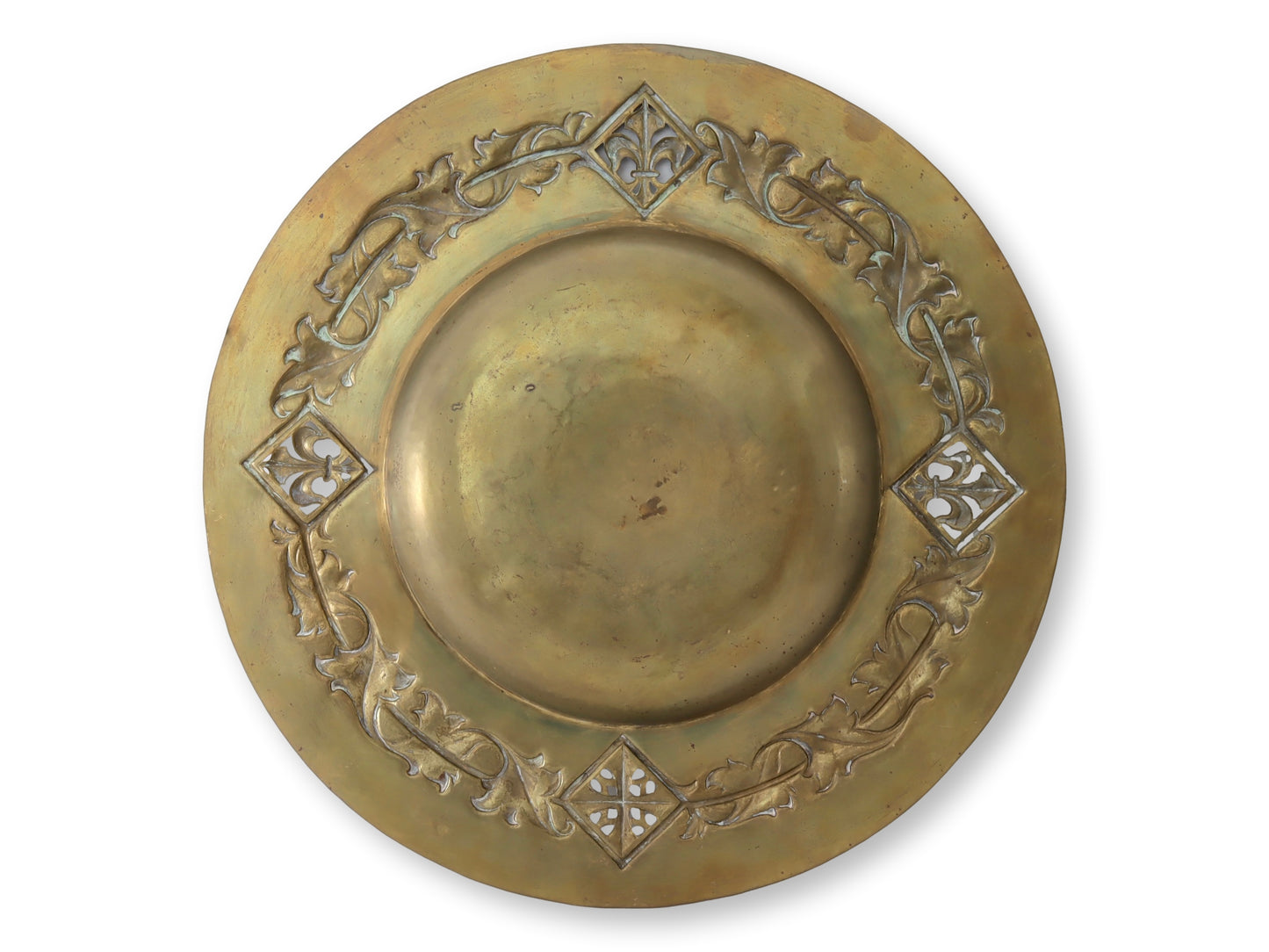 Antique French Fleur-de-Lis Brass Charger