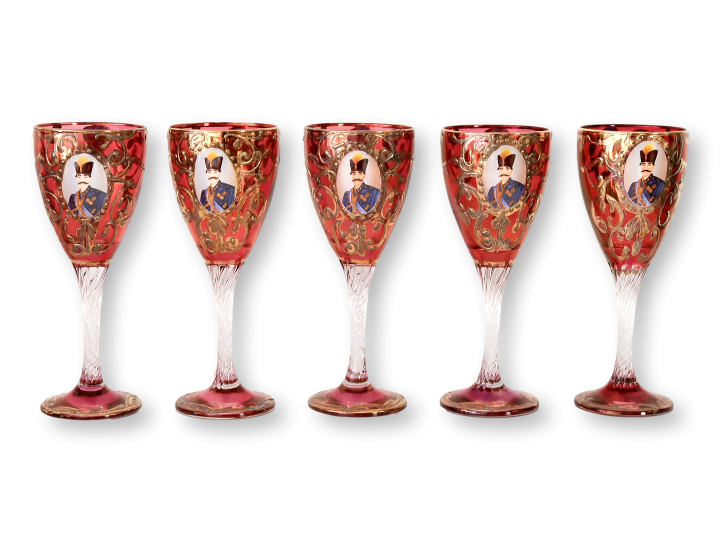 Midcentury Persian Bohemian Glass Beverage Set