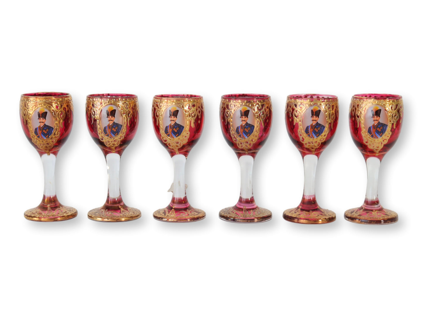 Midcentury Persian Bohemian Glass Beverage Set