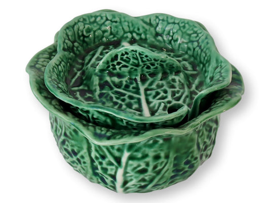 Midcentury Majolica Cabbage Ware Preserves / Jam Pot