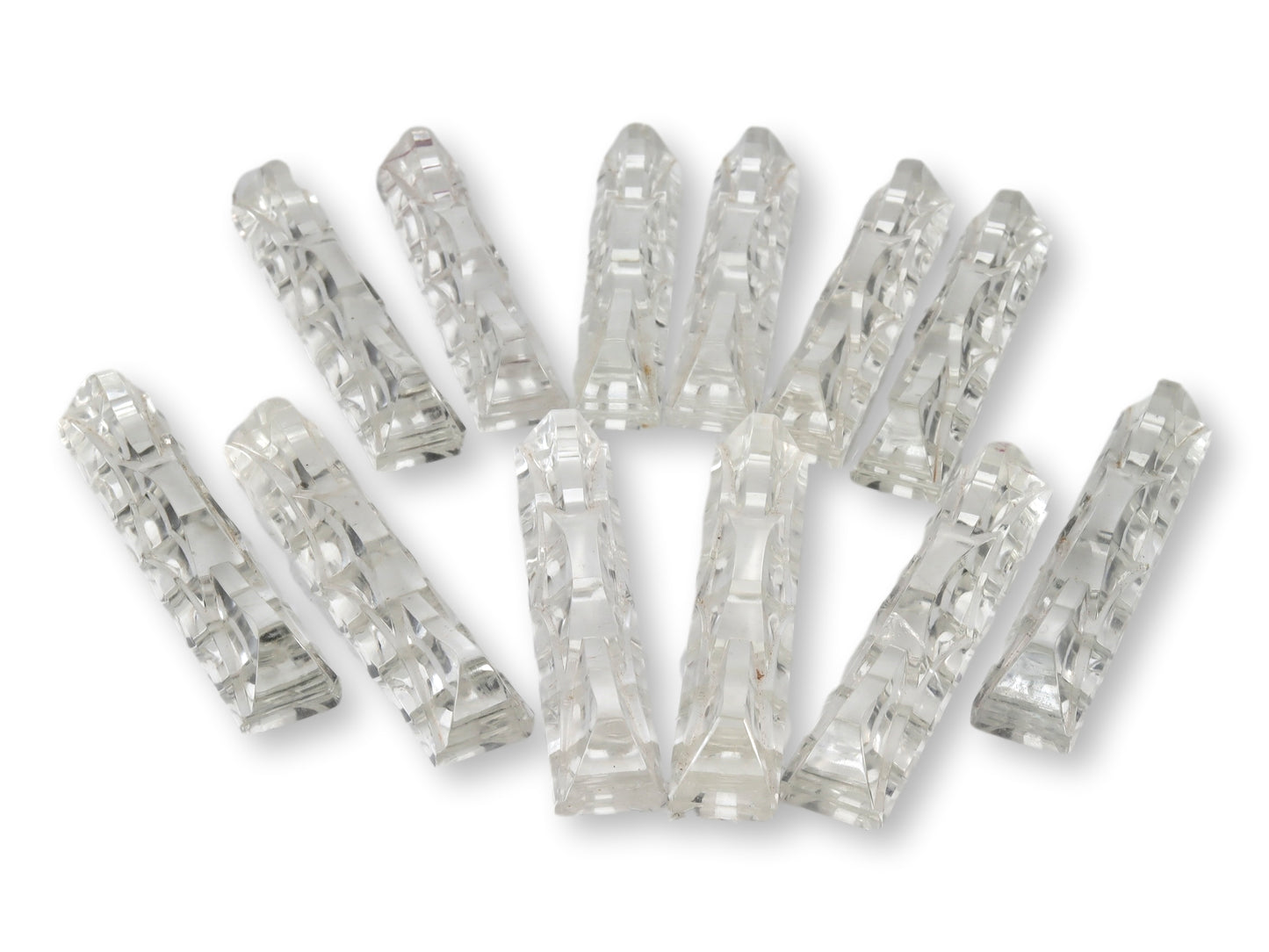 Antique French Crystal Knife Rests, Set of 12