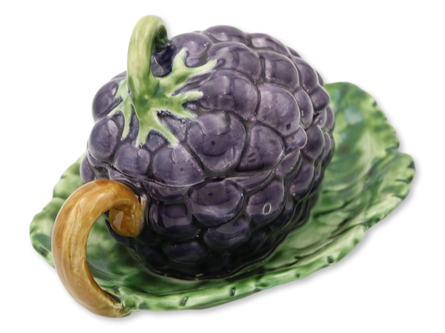 Midcentury French Majolica Trompe L'Oeil Grape Tureen