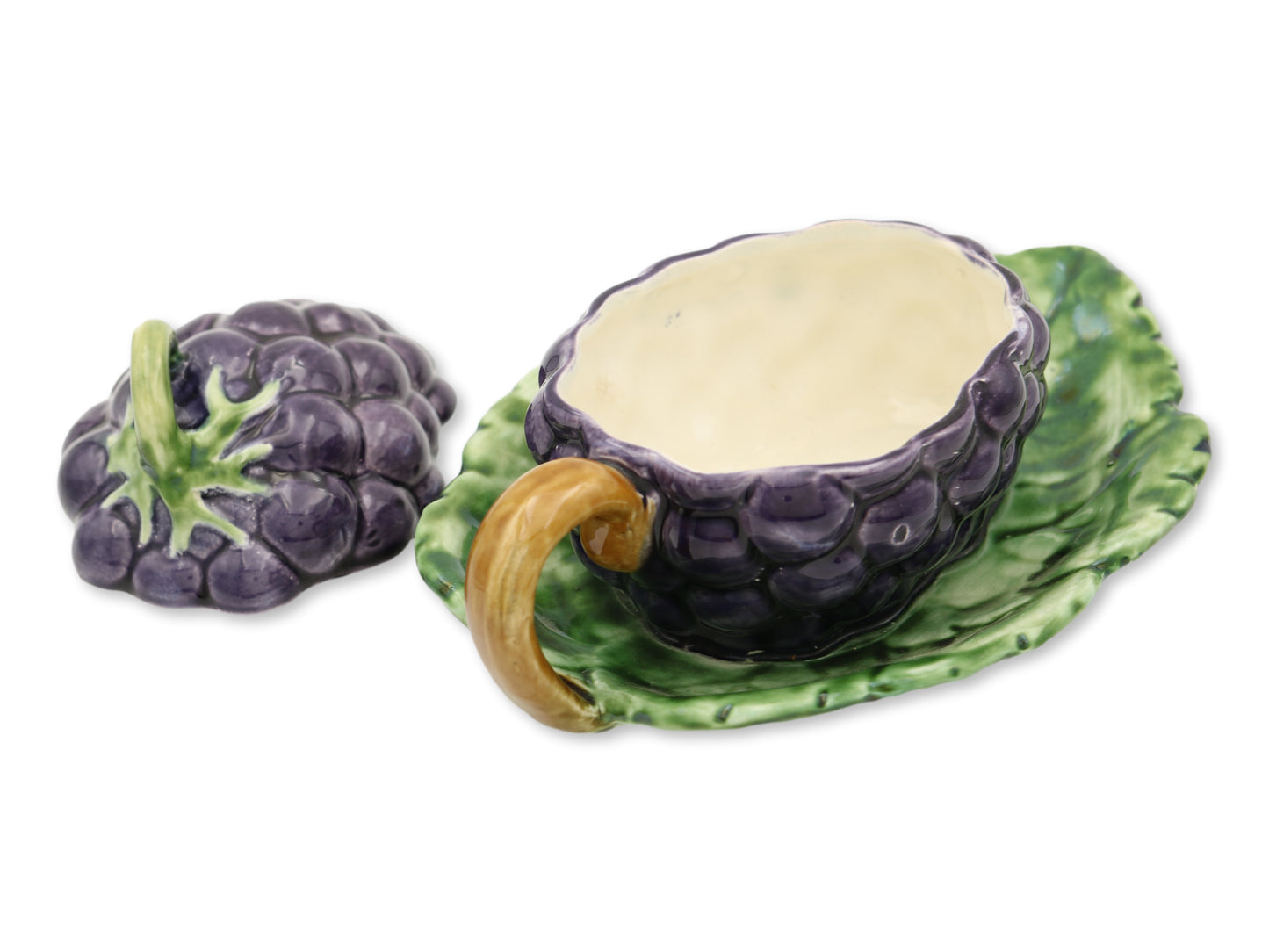 Midcentury French Majolica Trompe L'Oeil Grape Tureen