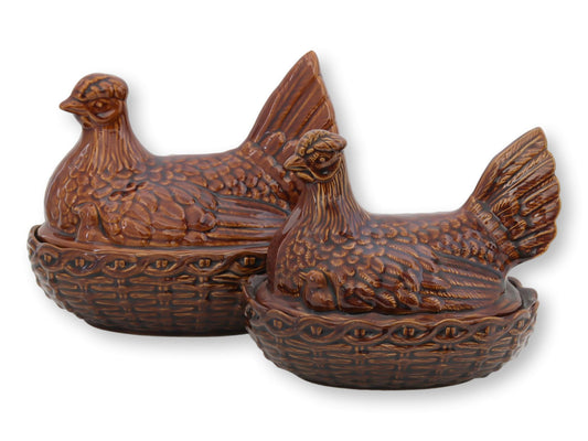Staffordshire Hen Boxes, Pair