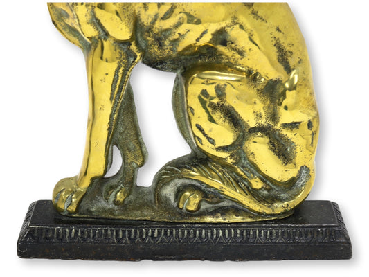 C. 1850 English Victorian Brass Whippet Fireplace Ornaments