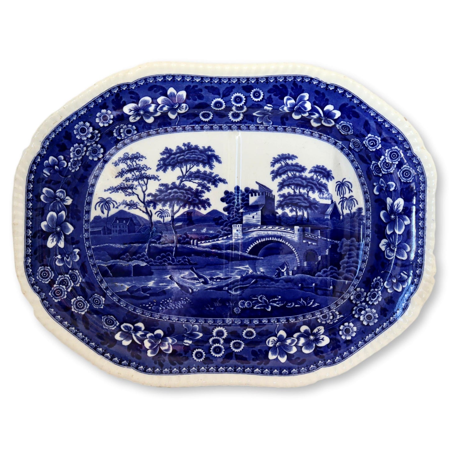 Antique English Spode's Tower Well & Tree Turkey Platter