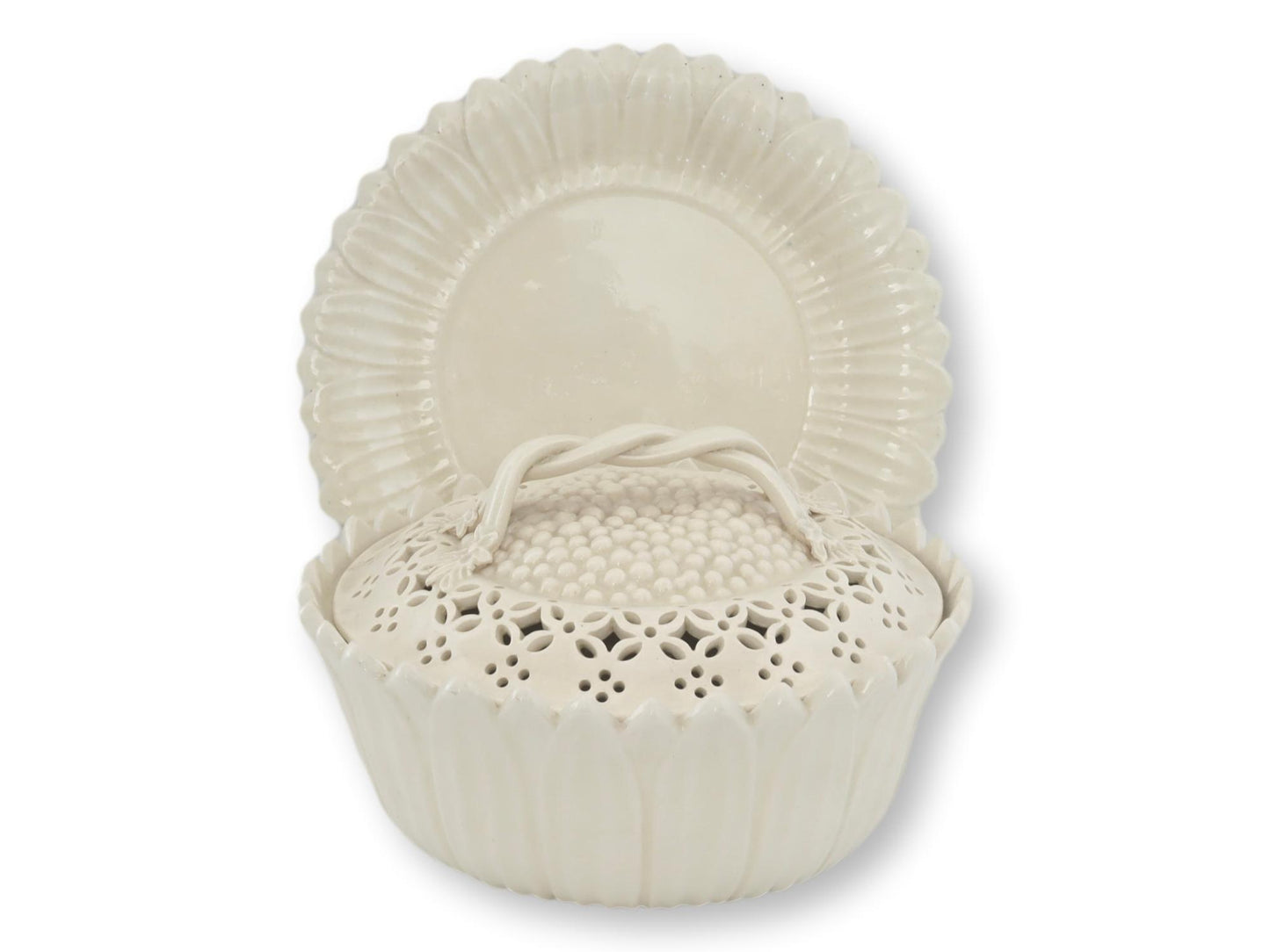 Filey Creamware Sunflower Pickle Basket