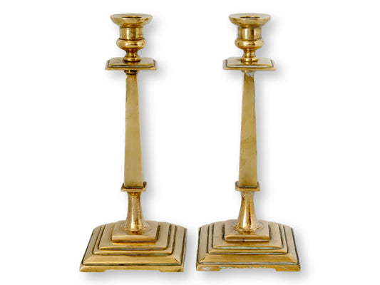 18th-Century Georgian Brass Candlesticks, C. 1780