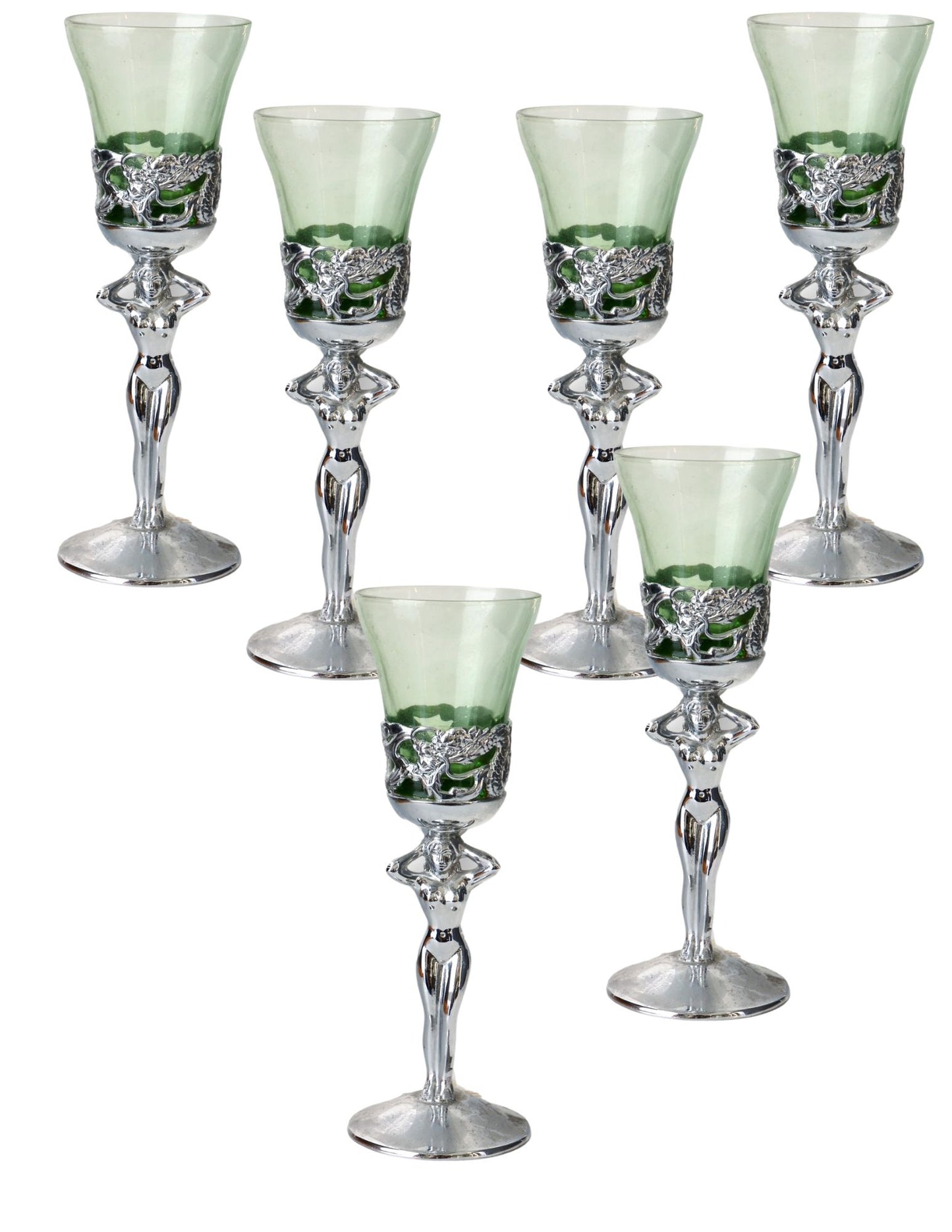 Art Deco Nude Ladies Liqueur Glasses, Set of 6