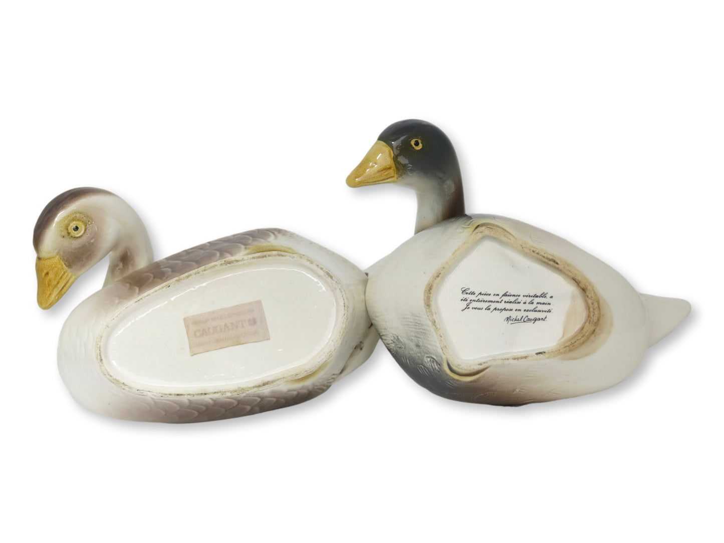 Midcentury French Majolica Goose Tureens, a pair