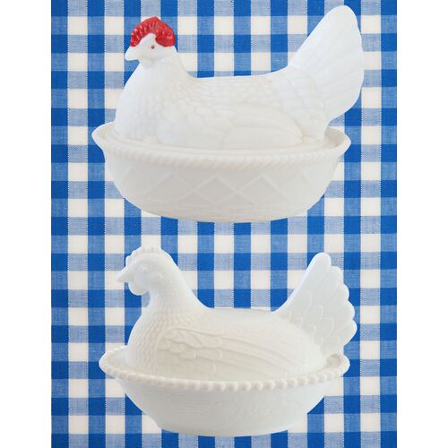 Vintage Milk Glass Nesting Hen Tureens