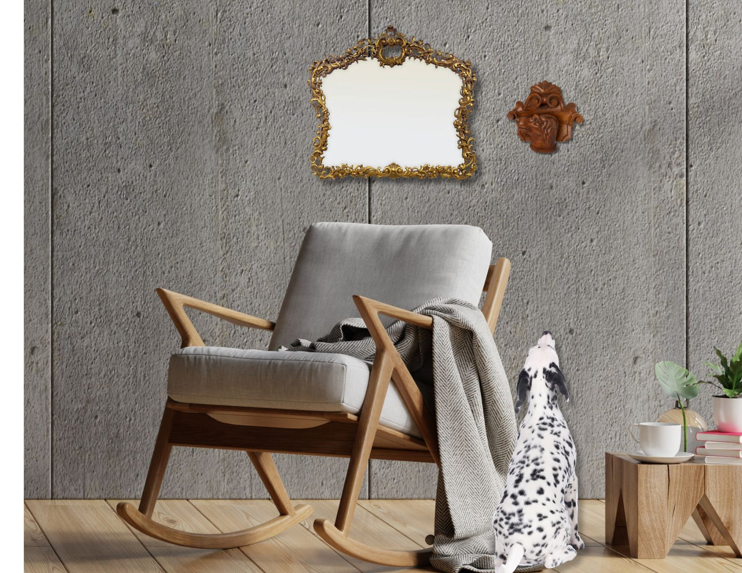 Antique French Carved Dog's Head Wall Plaque