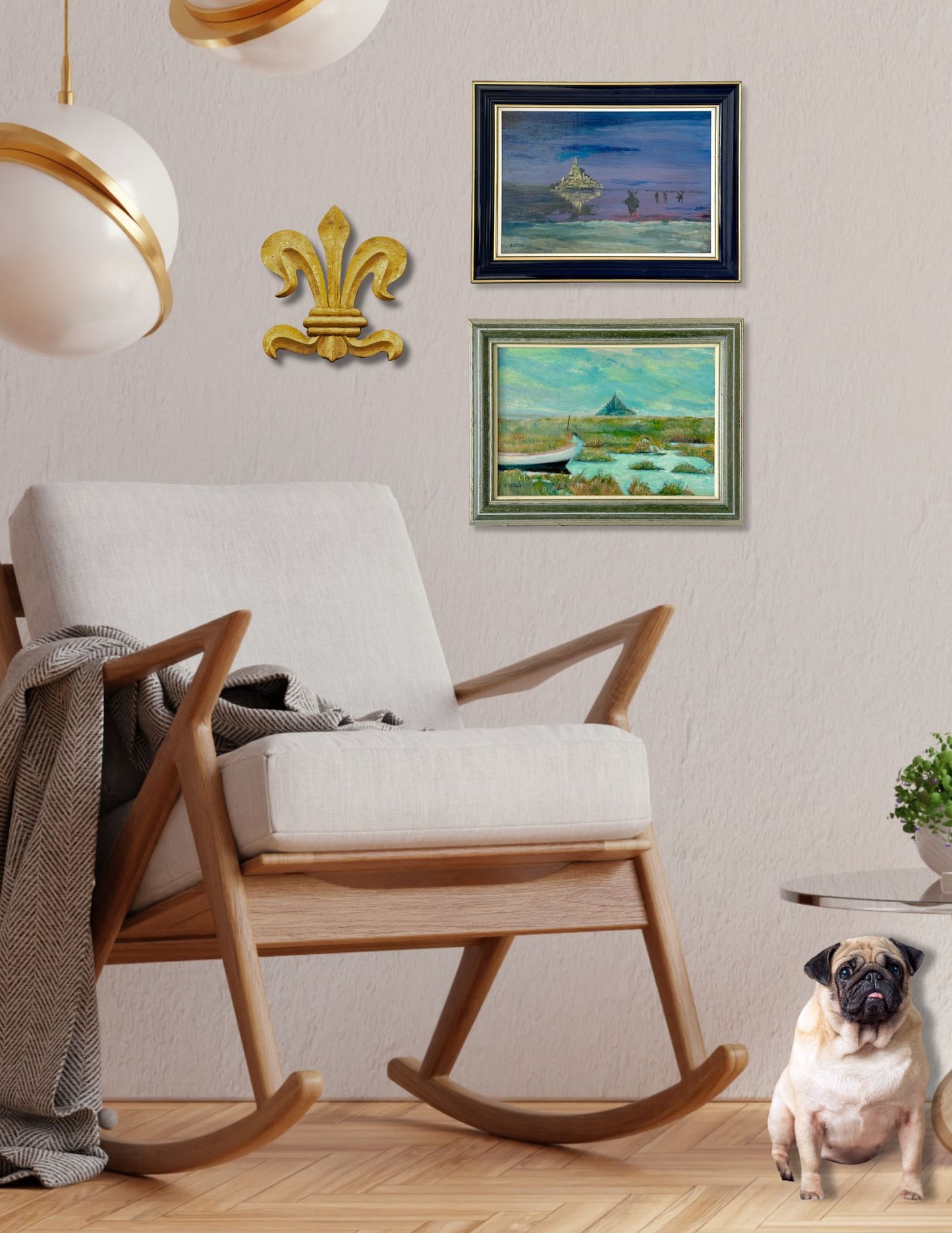 Midcentury French Coastal Painting, Mont Saint Michel