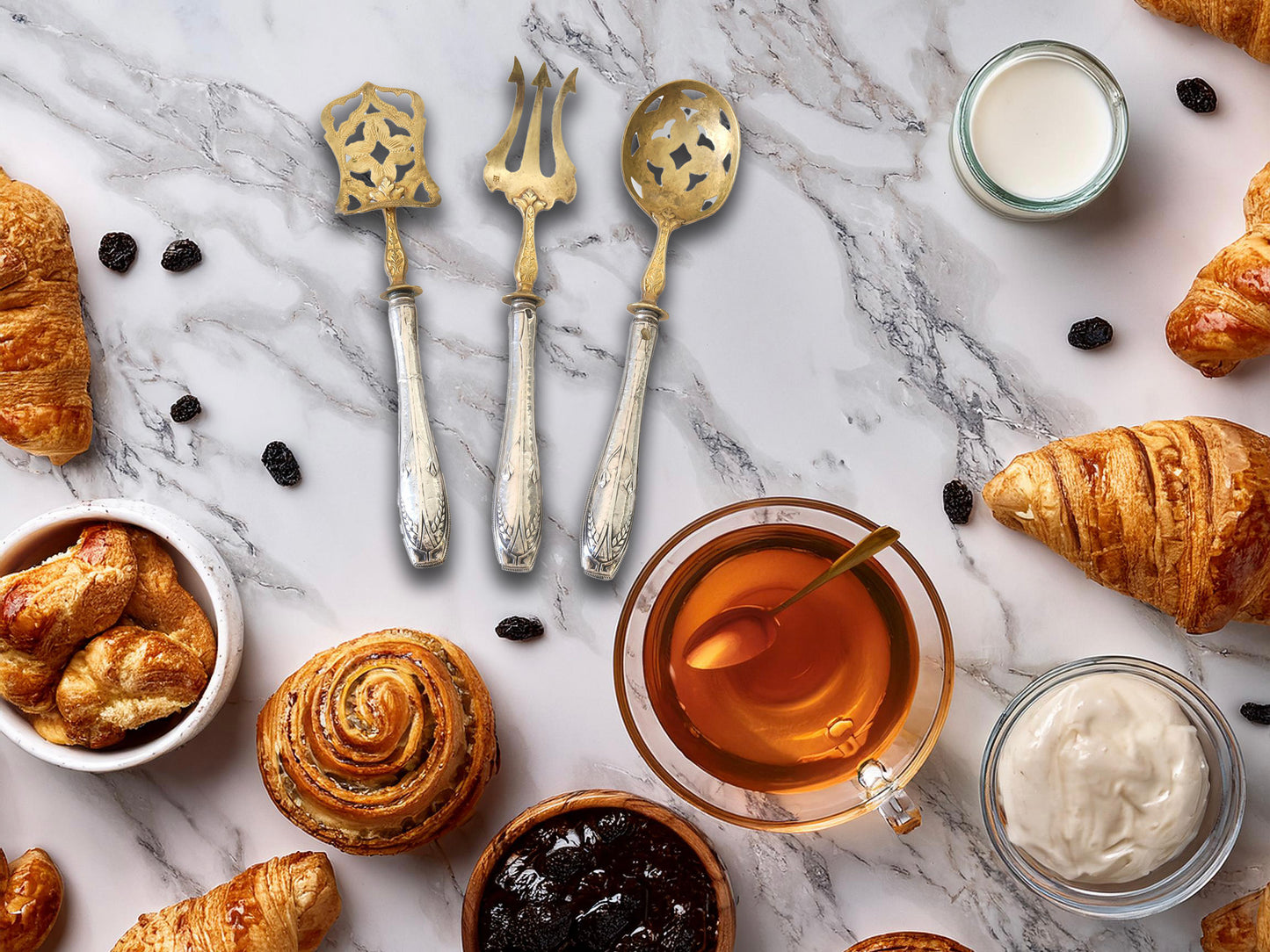 Antique French Gilded Serving Utensils