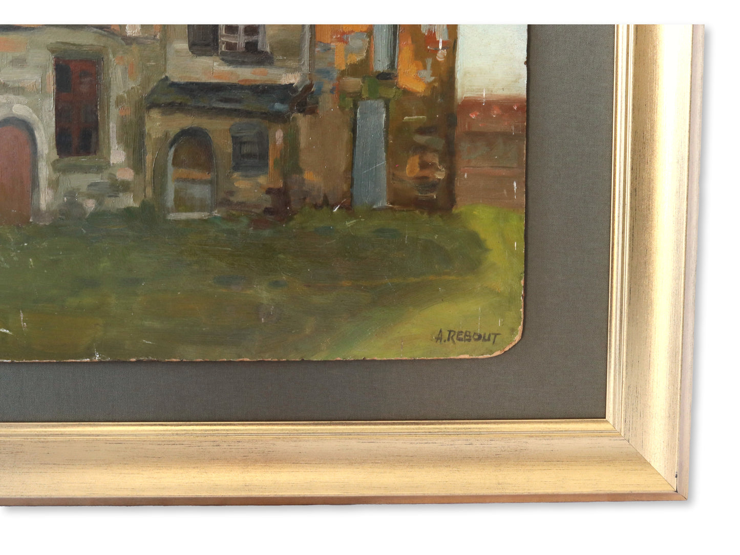 Antique French Painting of Rural Country Home