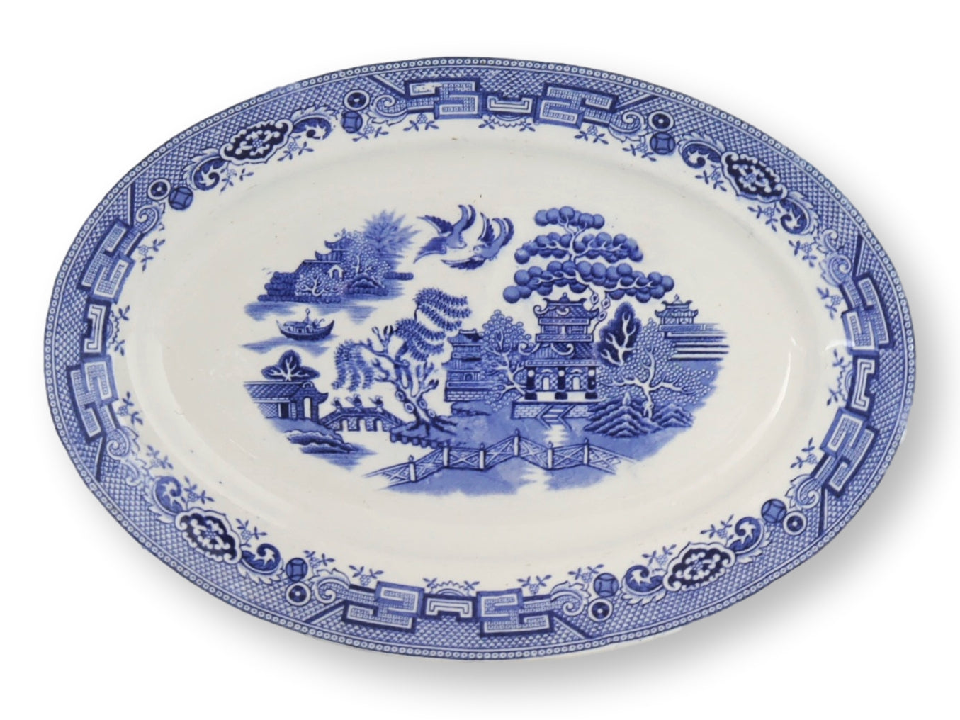 Vintage English Willow Pattern Platters, s/5