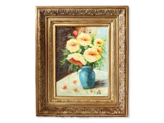 Framed Floral Still Life Oil on Canvas