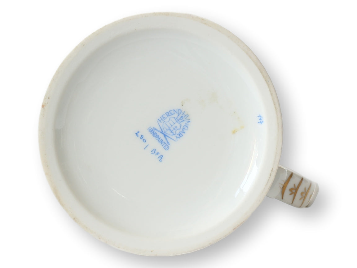 Large Hand-Painted Floral Herend Porcelain Mug
