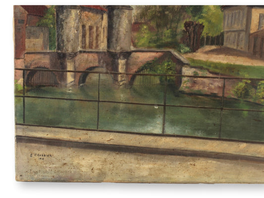 1910 French Cityscape by E. Chussier