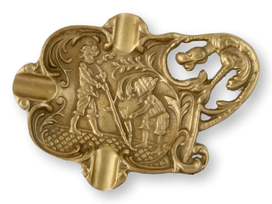 Antique Brass Ashtray w/Period Scene