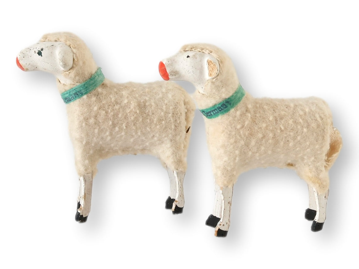 1940s German Wool Sheep, Pair