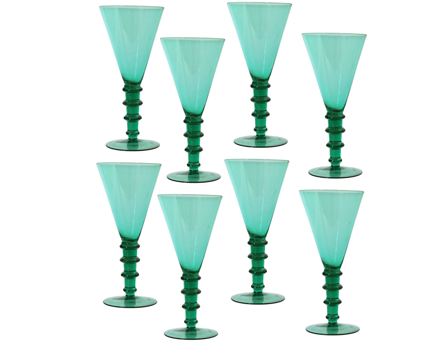 1820s English Green Cocktail Glasses, Set of 8