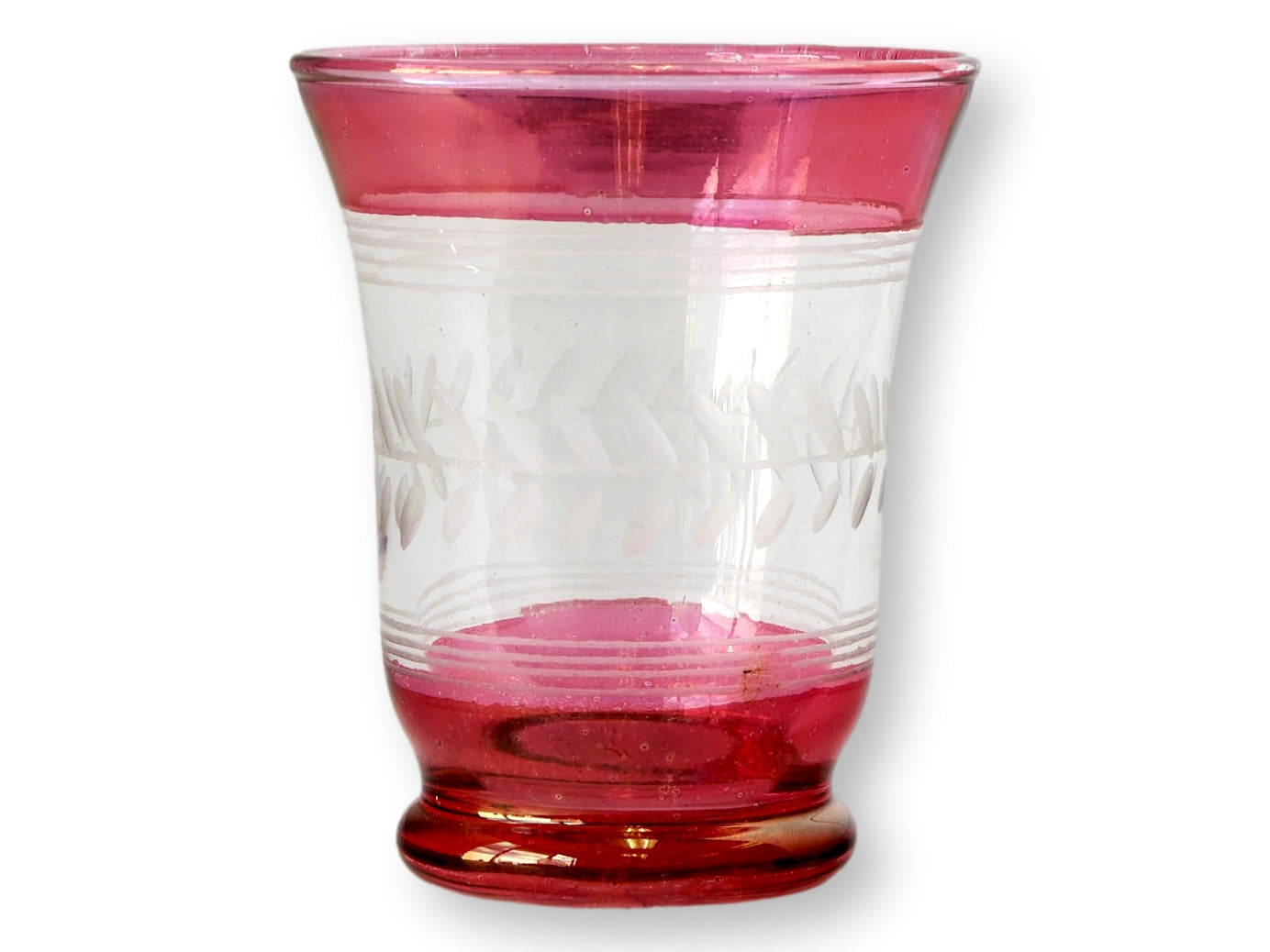 Antique Cranberry Bohemian Juice Glasses, Set of 6