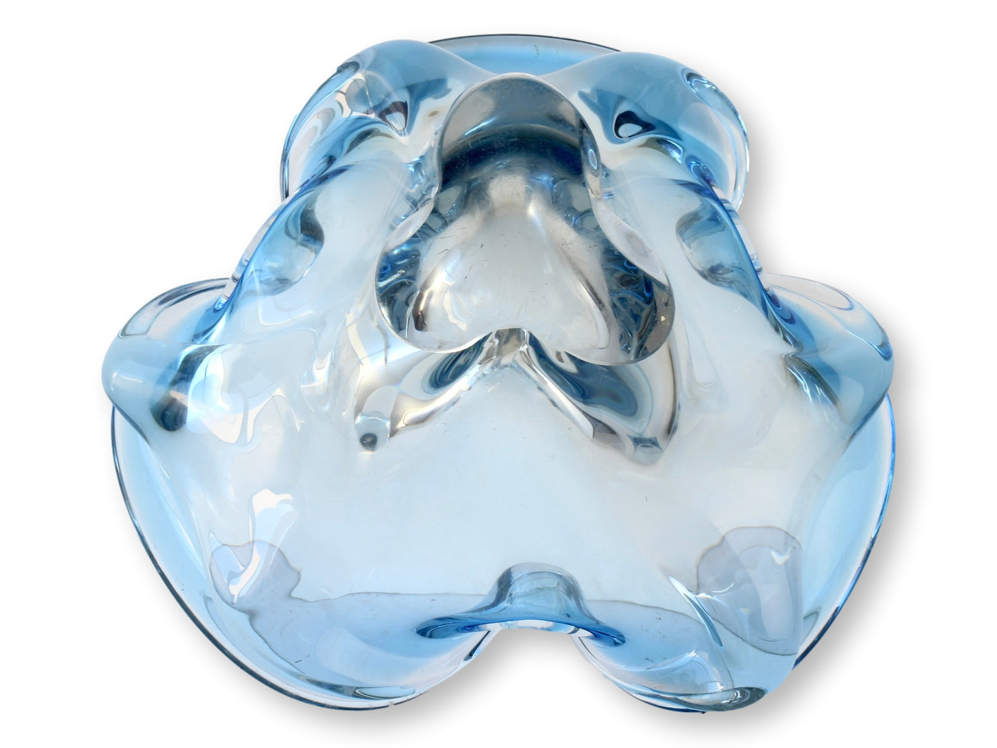 Midcentury Ice Blue Murano Glass Centerpiece Bowl