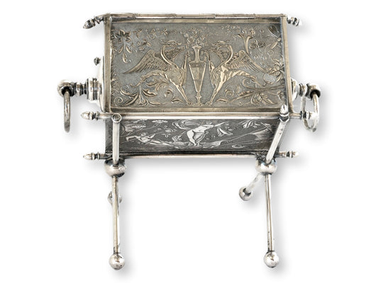 Antique Silver-Plate Etui Needlework Box