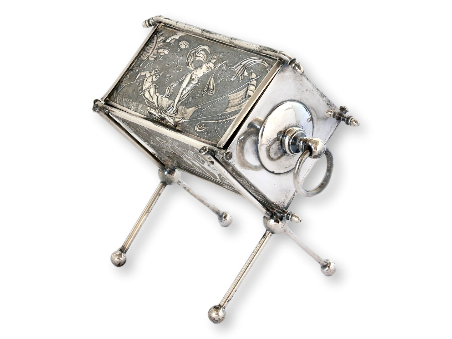 Antique Silver-Plate Etui Needlework Box