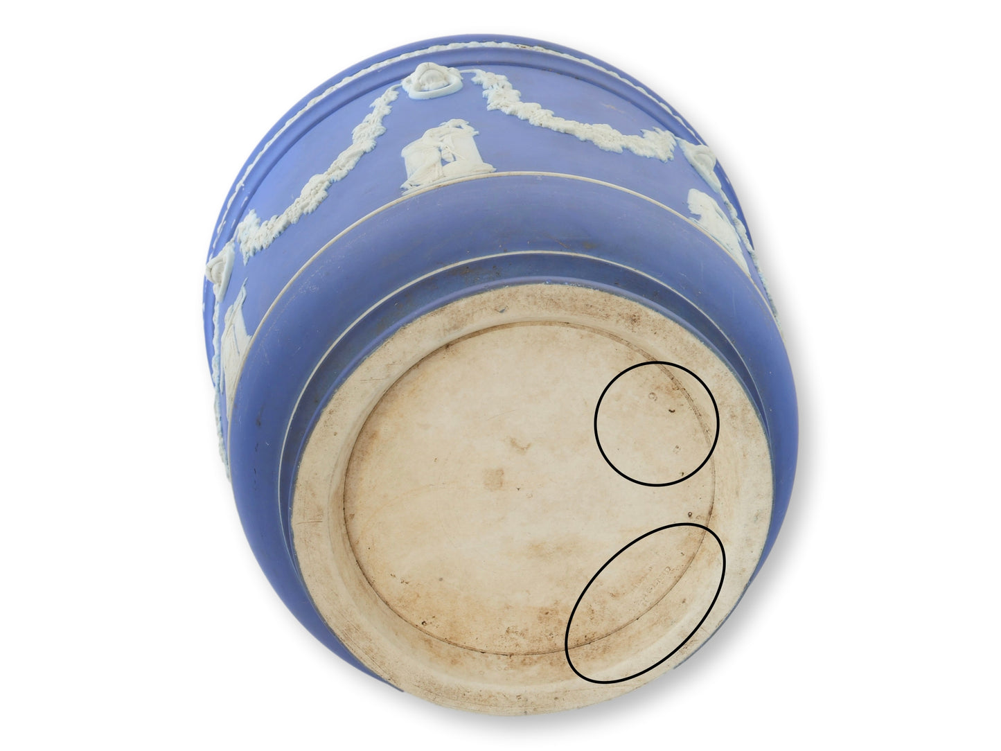 Antique Wedgwood Blue Jasperware 9" Dia Jardinière, C. 1890s